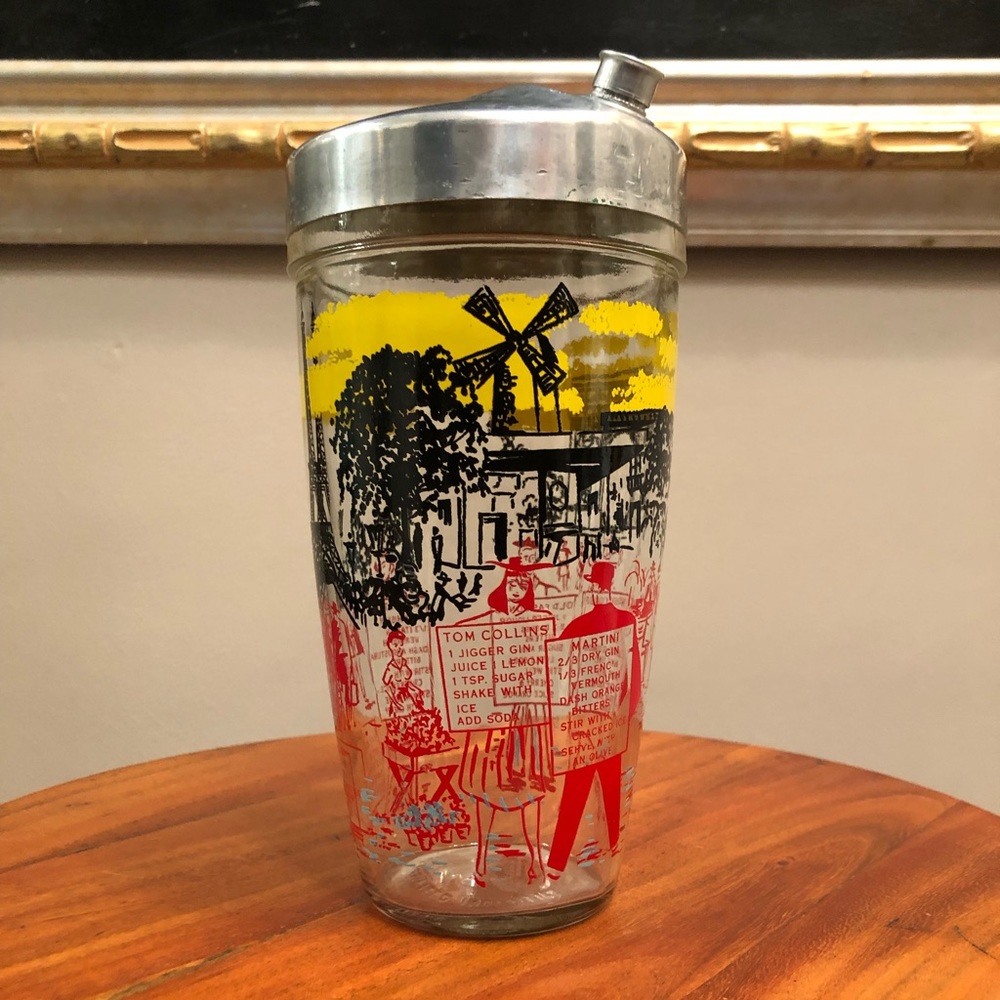 Vintage Cocktail Shaker with Drink Recipes
